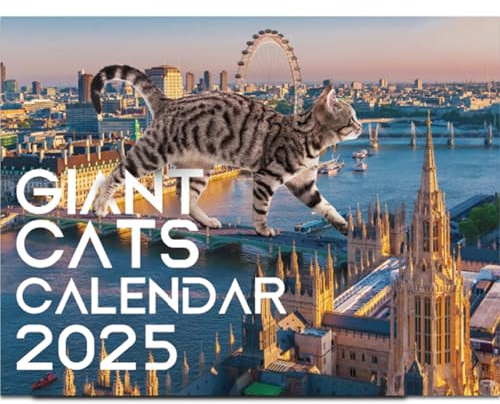 Cat Calendar, Funny Cats Calendar 2026, Cityscape Family Wall Hanging Funny Animal for Ome Office School Cat Lover