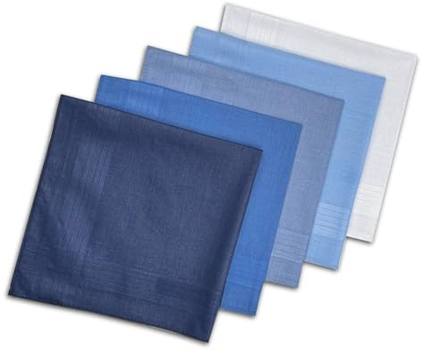 SUJIBHI 5 Pack Men's Handkerchiefs Gents Pocket Square Hankies Set Classic Solid Color for Men & Women, Classic Hankies for Grooms, Weddings, Prom, Party (15.75 x 15.75)