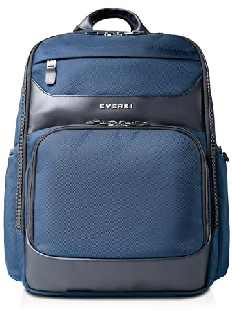 EVERKI Onyx Premium Business Executive Laptop Backpack – Ballistic Nylon & Leather Office Laptop Bagpack, Office Backpack, Business Computer Bag, Dedicated Compartment up to 17.3 (EKP132S17N), Navy