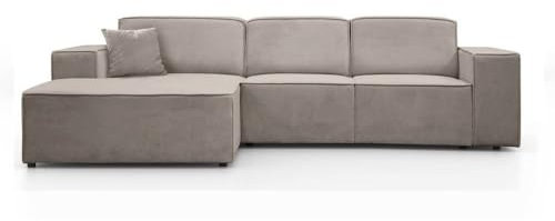 BEAUTY SOFA Pedro Ecksofa, Breite 267 cm, L Links, Velo 623, Dunkelbeige, Minimalistisches Design, Freistehend, Hochwertige Polsterung