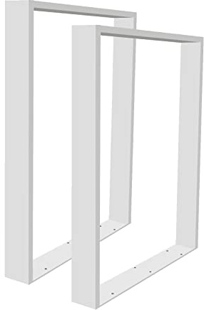 Willonin - Patas de mesa de metal para bricolaje, muebles de mesa de metal, patas ideales para mesa de comedor, oficina, juego de 2 patas de mesa, diseño industrial, 60 x 72 cm, color blanco