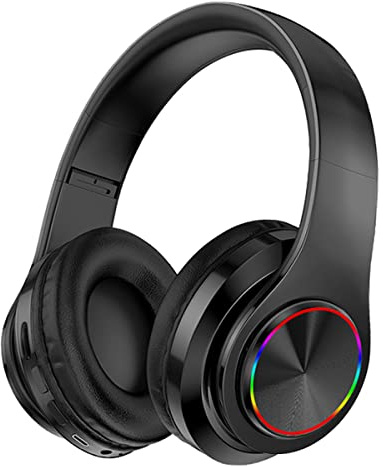 DURNYDT Casque Bluetooth Supra-auriculaire Pliable sans Fil avec lumières LED colorées, réduction du Bruit, contrôle du Volume, Modes Filaire et sans Fil, Microphone intégré