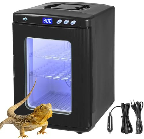 Incubadora de huevos de reptiles con control preciso de temperatura de 5 a 60 °C, iluminación LED y termostato para camaleón, lagarto, huevos de tortuga, caja de calentamiento/refrigeración de