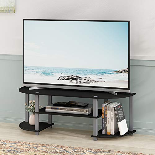 Furinno Turn-S-Tube Wide TV Entertainment Center, TV Unit, TV Stand, Black/Grey