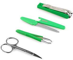 TITANIA 1013 - Set de cuidado de uñas, 4 piezas, tijeras de uñas, lima de uñas, pinzas, cortaúñas, juego de uñas, cuidado de uñas, acero inoxidable, fabricado en Alemania