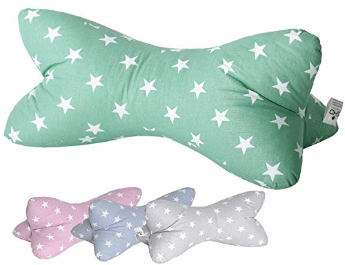 Dr. Berger Leseknochen Nackenrolle Kissen Buchkissen Fernsehkissen 40 cm - 100% Baumwolle Dekokissen als Buchstütze Tabletkissen TV, ergonomisches Nackenkissen Lesekissen für bequemes Lesen, grün