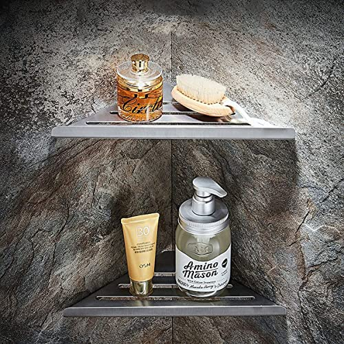 Melairy Duschablage Duschregal Ohne Bohren Multifunktions Dusche Ablage Duschkorb Duschaufbewahrung SUS 304 Edelstah Duschregal Eckregal 2 Stück