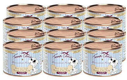 Terra Canis Bœuf, Pomme, cynorhodon & Carotte - Nourriture Humide Chiot, 12x200g I Aliment pour Chiens 1re qualité 100% aux Standards de l’Alimentation Humaine I Riche & Faible en allergènes