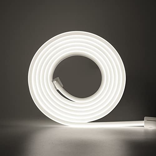 Wisada 220V LED Band 20M, 288 LEDs/m Flexible Hohe Dichte Kaltweiß 6000K CRI≥85 FCOB LED Streifen, IP65 Wasserdichte Superhell COB LED Lichtband mit Schaltstecker für Schlafzimmer, Schrankbeleuchtung