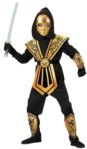 W WIDMANN MILANO Party Fashion - Costume enfant Kombat Ninja, or, combattant, guerrier Kung Fu, Japon, 116