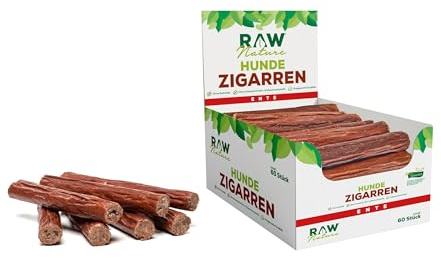 RAW Nature hundcigarr anka PUR 60 stycken – 100 % naturligt hundmellanmål – monoprotein – allergivänliga och spannmålsfri – lufttorkat anka kött – torkkött – högkvalitativt muskelkött
