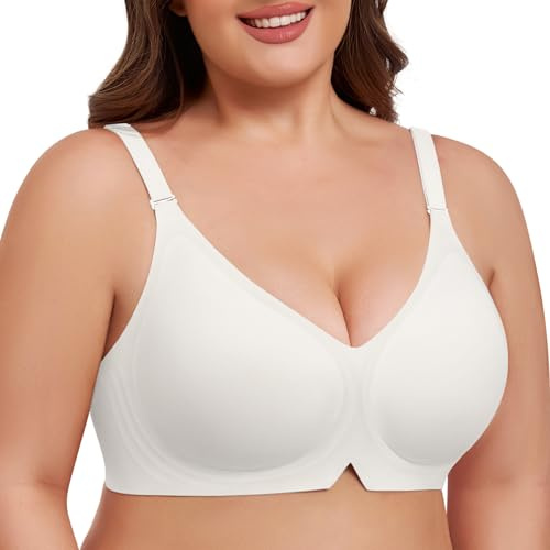 Niwicee Sujetadores sin Aros Mujer Talla Grande Sujetador sin Costuras con Relleno Bralette Suave Comodos Sujetadores Cobertura Completa Camiseta Sostenes Básico(Blanco,XXL)