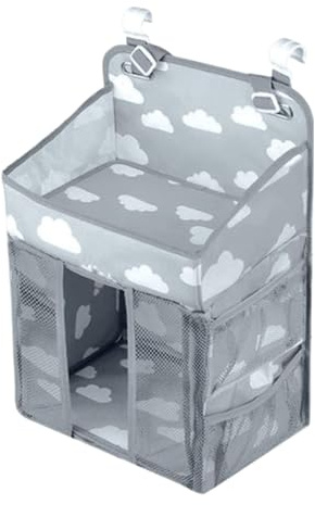 Organizador de pañales para cuna, impermeable, ajustable con múltiples bolsillos, almacenamiento estable | Organización de la habitación de los niños, pañales, para parque, pared, puerta,