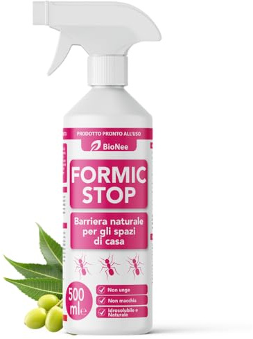 BioNee Formic Stop Spray 500 ml färdig att använda – naturlig barriär för bostadsutrymmen – för fönsterbrädor, fönsterbrädor, balkonger, tält och myggnät – fettfri, fläckfri, vattenlöslig