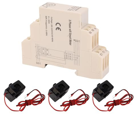 TIKATARER Contatore di Energia WiFi Intelligente, Monitor di Potenza Trifase, Sensori di Corrente 100A Misuratore di Controllo APP Mobile con Monitoraggio dell'utilizzo in Tempo Reale, Ideale per