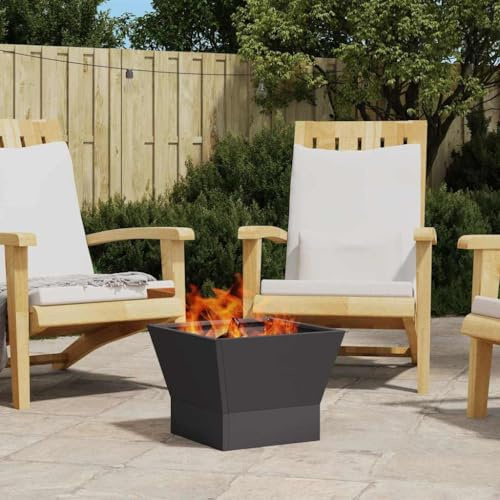 sephironlbb Chimenea de acero negro de 40 x 40 x 35 cm, moderna estufa de jardín para terraza y exterior, proporciona calidez y ambiente acogedor con diseño práctico