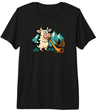 Jugador Alpino, Cuerno Alpino, Vaca Divertida, Cuerno de Alpino, Alphorn Camiseta Premium