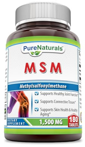 Pure Naturals MSM (Methylsulphonylmethane) Supplement | 1500 Mg Per Serving | 180 Tablets | Non-GMO | Gluten-Free | Made in USA