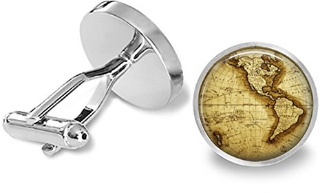 Antique World Map Cufflinks Old Map Cuff Links