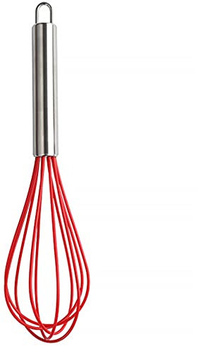 Batidor de globo de alambre de acero inoxidable antiadherente manual batidor de huevos para cocina, hornear, batir, agitar, rojo