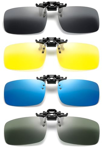 JOYOLA Clip Lunettes Polarisant, 4 Pièce Clip Lunettes de Soleil Polarisées, Super Léger Lunettes de Soleil Clip Clips Lunettes Soleil Hommes et Femmes pour Conduite, Cyclisme, Pêche, Alpinisme