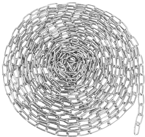 WOPPLXY Verzinkt Metallkette, 15 meter 3mm Kette Meterware, Gliederkette aus Metall, Oberfläche Verzinkt Ankerkette, Schaukelkette zum Aufhängen von Zäunen, Schaukeln, Hängesessel