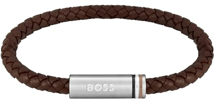 BOSS Jewelry armband für Herren Kollektion ARES SINGLE mit Braunem Leder und Edelstahlverschluss - 1580623