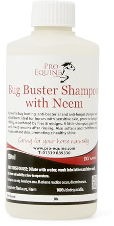 Bug Buster Neem Horse Shampoo, 250 ml, Natural Plant Based Formula For Skin And Coat Health.