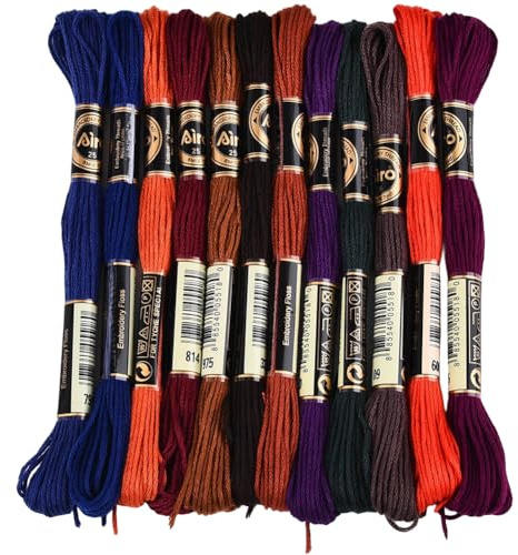 CABODYALS 12 nystan 6 strängar brokig broderi tandtråd gradient korsstygn sträng polyester hand vänskap armband tråd garn armband trådar för sömnad stickning hantverk virkad sömnad
