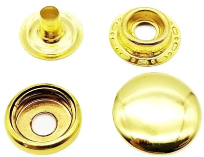 Lot de 25 boutons pression en métal, 10-15 mm #633/655/831/201 pour réparation de vêtements en cuir (doré, 15 mm, 201)