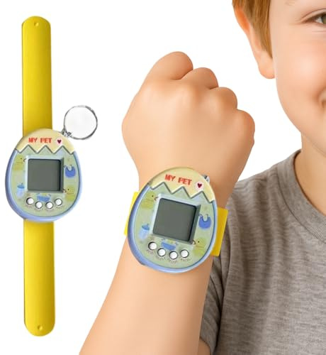 NHQZ 2 en 1 Giocattolo virtuale per Animali Domestici Dispositivo elettronico per animali domestici Giocattolo Mini Animali elettronici Con cinturino Anello Portachiavi（Verde）