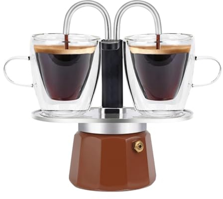 MVPLUE-Mini Express Double Tube Moka Pot Aluminum Mocha Mousse,Share fresh delicious coffee with a friend