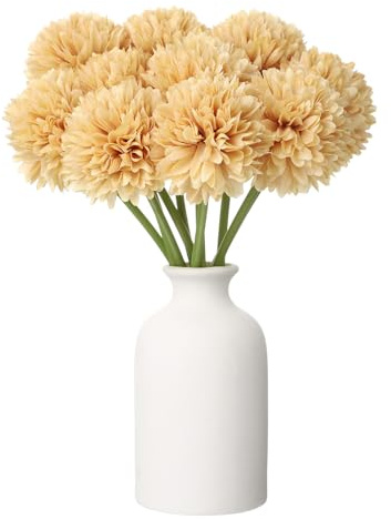 QUARKZMAN 10 st konstgjorda krysantemum blombollar falska krysantemum bukett sidenblommor falsk krysantemum blomma för heminredning trädgård bröllopsfest, beige