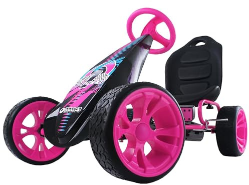 hauck Sirocco Racing Clutch Free Go Kart with Low Profile Rubber Tires, Pink