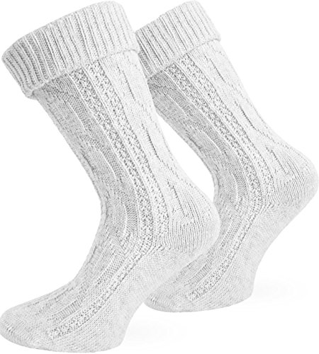 normani Trachtensocken aus atmungsaktiver Baumwolle mit Umschlag Farbe Weiß Größe 43/46