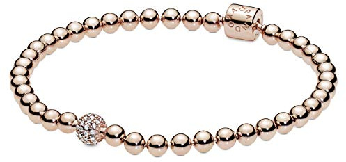 Pandora Purely Pandora Beads & Pavé 14k rose gold-plated bracelet with cubic zirconia, 19