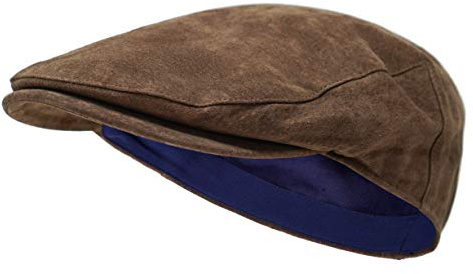 BORGES & SCOTT La Tanner - Gorra Plana de Cuero - Gorra de Piel Suave de Cerdo Forrada - Marrón Tierra M