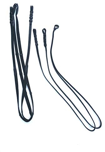 gs-sports Trensen.-und Kandarenzügel als Set Leder mit Schnallen schwarz Länge 2.96 m