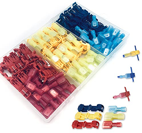 120 Pcs T-Tap Stromdiebe Abzweigverbinder Kfz Set,Elektrische T-Schnellverbinder Vollisoliert Flachsteckhlse Flachstecker Kit,fr Schnelle Verbindungskabel Kabel kabelverbinder 10-24 AWG Lewttyer