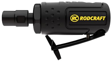 Rodcraft RC7001 Druckluft Mini-Stabschleifer, gerade Form, 6 mm Spannfutter, 25000 U/min, 220 Watt, nur 0,43 kg Gewicht und 116 mm lang - handlich und präzise!