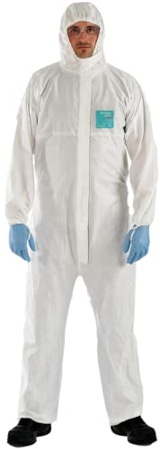 DSTOCK60 - Combinaison AlphaTec 2000 Ts plus Taille M - Blanc - Combinaison de protection jetable à capuche - Protection chimique de catégorie III - Industrie, Chimie