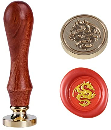 Sceau de cire en forme d'animal - Tête de dragon - Nœud celtique - 2,5 cm - Vintage - Personnalisable