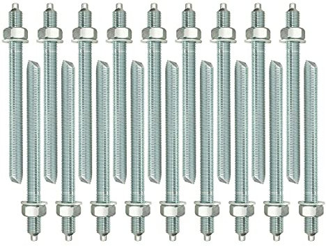 Isolbau Ankerstangen M16 x 190 mm - 20 Stück ETA Zulassung Gewindestange Verbundanker verzinkt mit Mutter & Unterlegscheibe Schwerlast-Anker Schwerlast-dübel