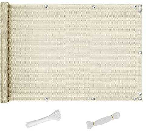 QINGLV Balcón Pantalla Protección 100x100cm Pantalla Privacidad Balcon Impermeable Opaco Pantalla De Privacidad De Balcón para Jardín Balcón Terraza -Beige