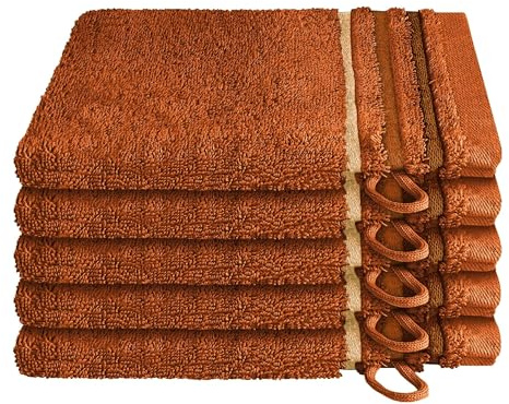 Schiesser Waschhandschuhset Skyline Color - 5-teilig - 16 x 22 cm - Terrakotta