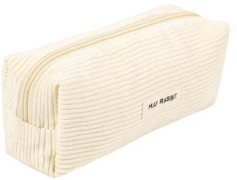 Geaanen Mäppchen,Pencil Case Aesthetic, Federmäppchen Aesthetic aus Kord, weißes Pencil Case Aesthetic,Geeignet für Schulen, Büros