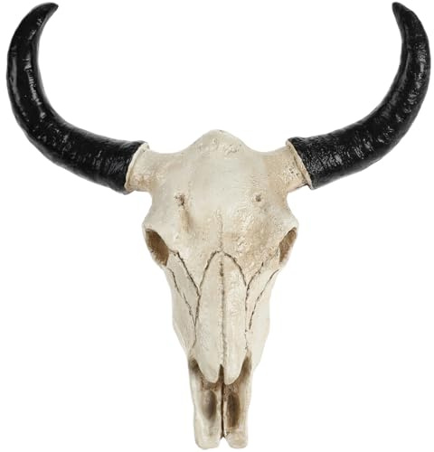 MAGICLULU Kuhschädel-Wandbehang Kuhschädel-Wanddekoration Weihnachtskunst Kunsthandwerk Ornamente Kunstharz-Wandbehang Hornschädel Für Heimdekoration Und Im Western-Stil