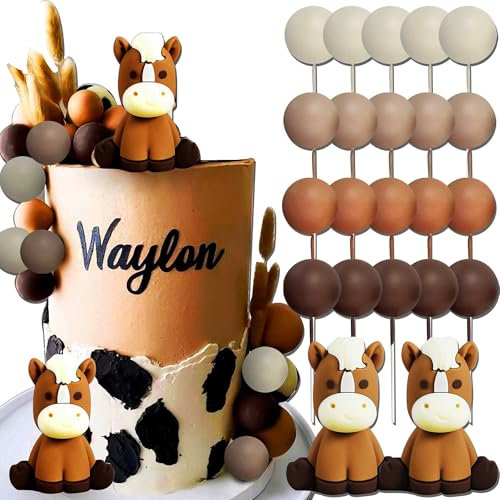 JeVenis Cowboy Kuchendekoration Pferde Tortenaufleger Western Kuchendekoration Cowboy Tortenaufleger Meine erste Rodeo Kuchen Dekoration für Western Cowboy Cowgirl Rodeo Party