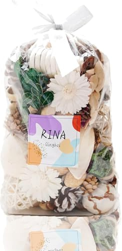 Qingbei Rina Pot pourri - Sacchetti profumati al gelsomino, fiori secchi, ciotola decorativa bianca, per riempire vasi, fragranza per la casa, decorazione per matrimoni (500 g), grandi