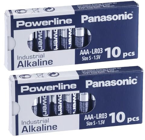 AAA batteries, 20 Industrial Alkaline Triple A Batteries, Long Lasting Power for High-Performance Devices - Ideal for Radio, Camera, Alarm - Industrial Use, Anti-Leakage, 10-Year Shelf Life